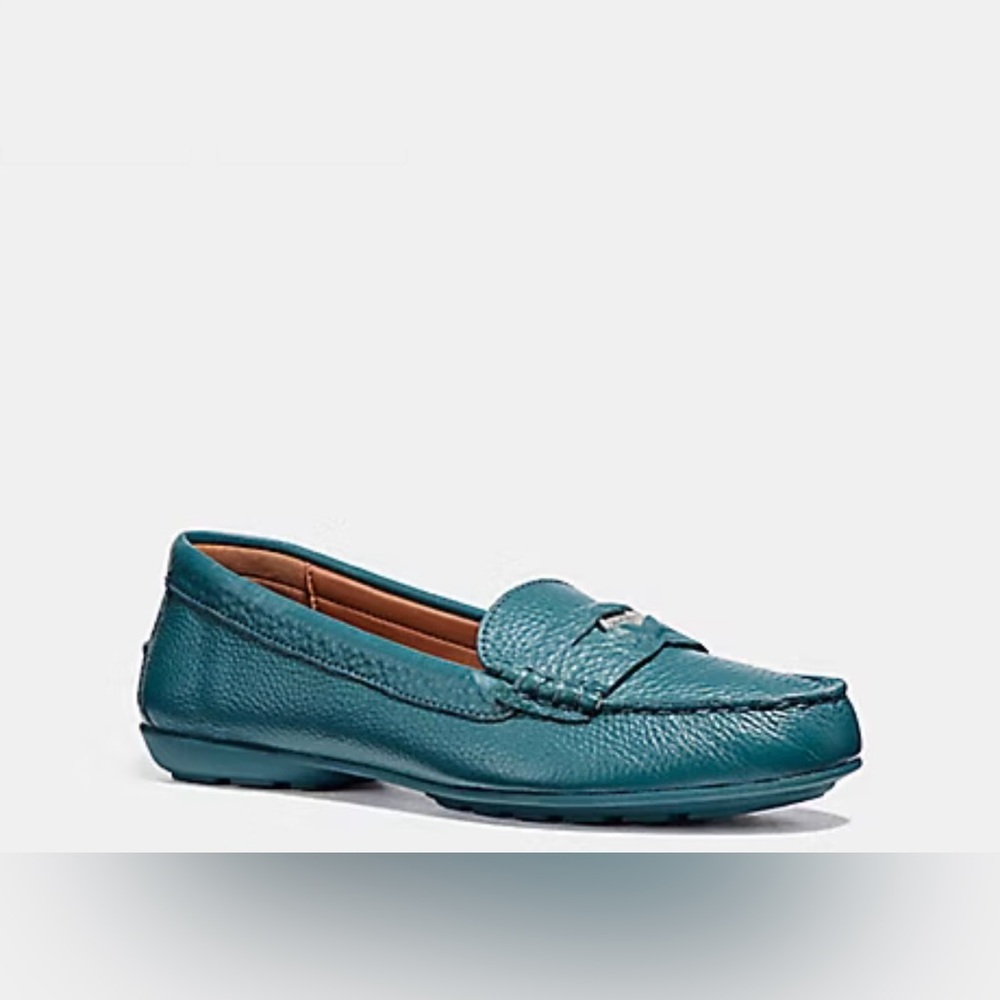 COACH FG1268 Leather Penny Loafers Blue - Women's Size 5B/35.5